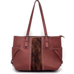 Trinity Ranch Western Style Tote Purse Concealed Carry Hair-On-Hide Faux Leather
